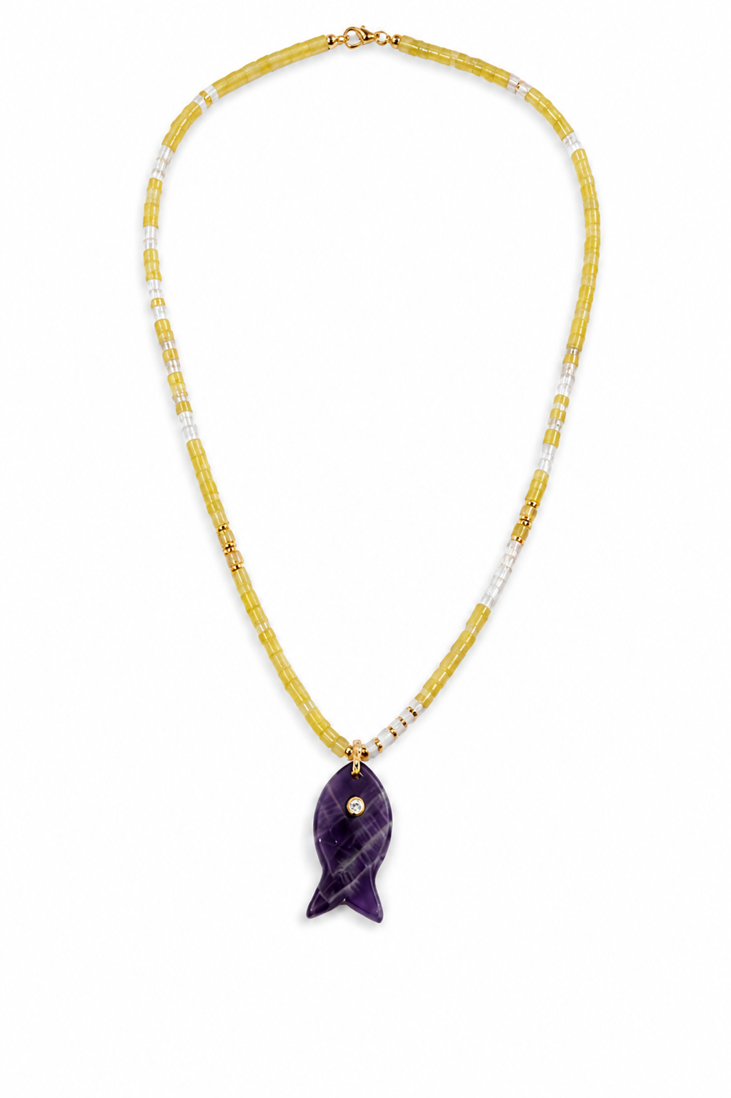 Amethyst Fish Beaded Necklace