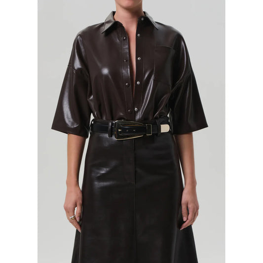 FRANCES CROPPED CAPE BUTTON UP