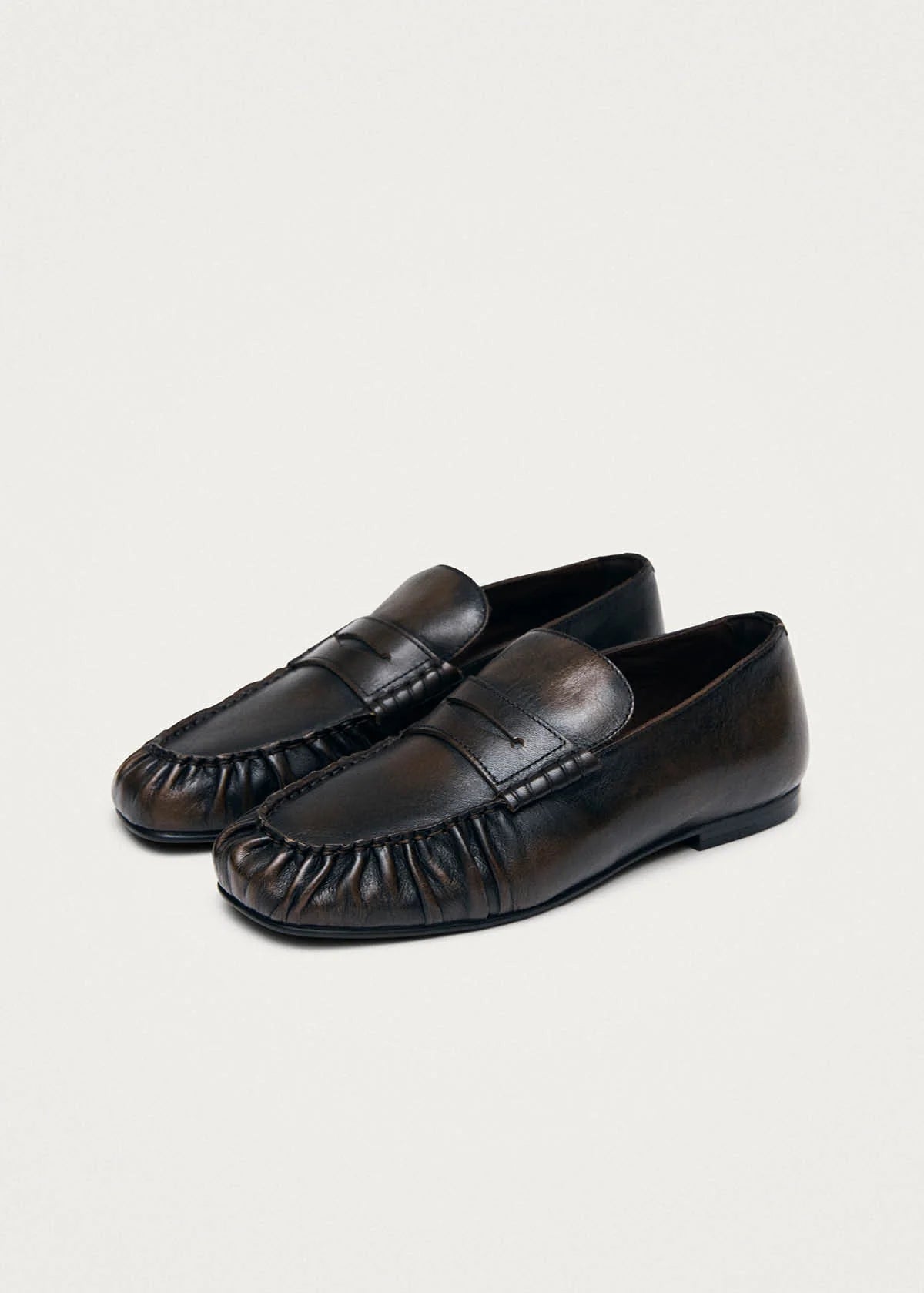 AVEN VINTAGE EFFECT BROWN LEATHER LOAFERS