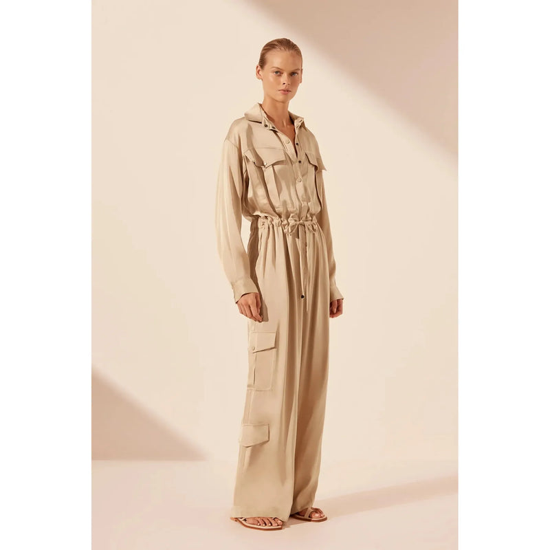 SHAE DRAWSTRING UTILITY JUMPSUIT