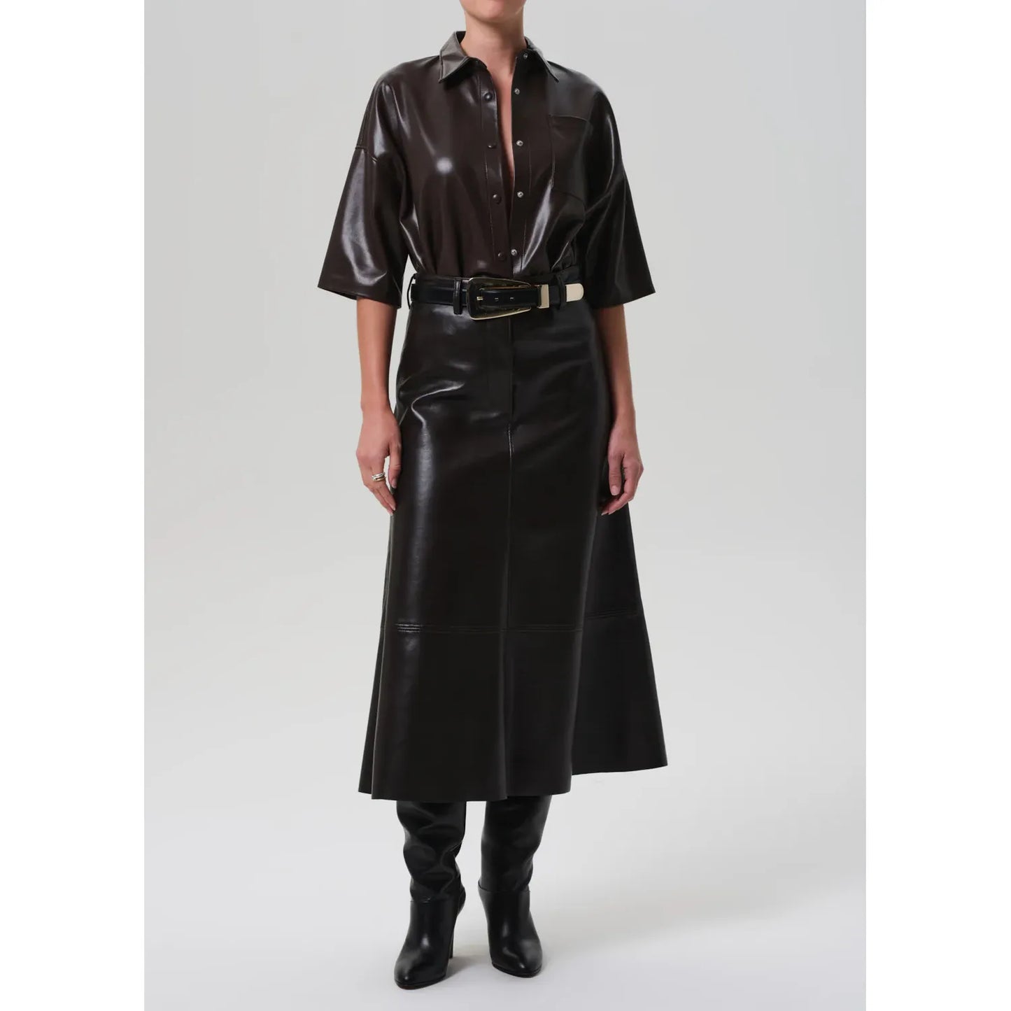 FRANCES CROPPED CAPE BUTTON UP