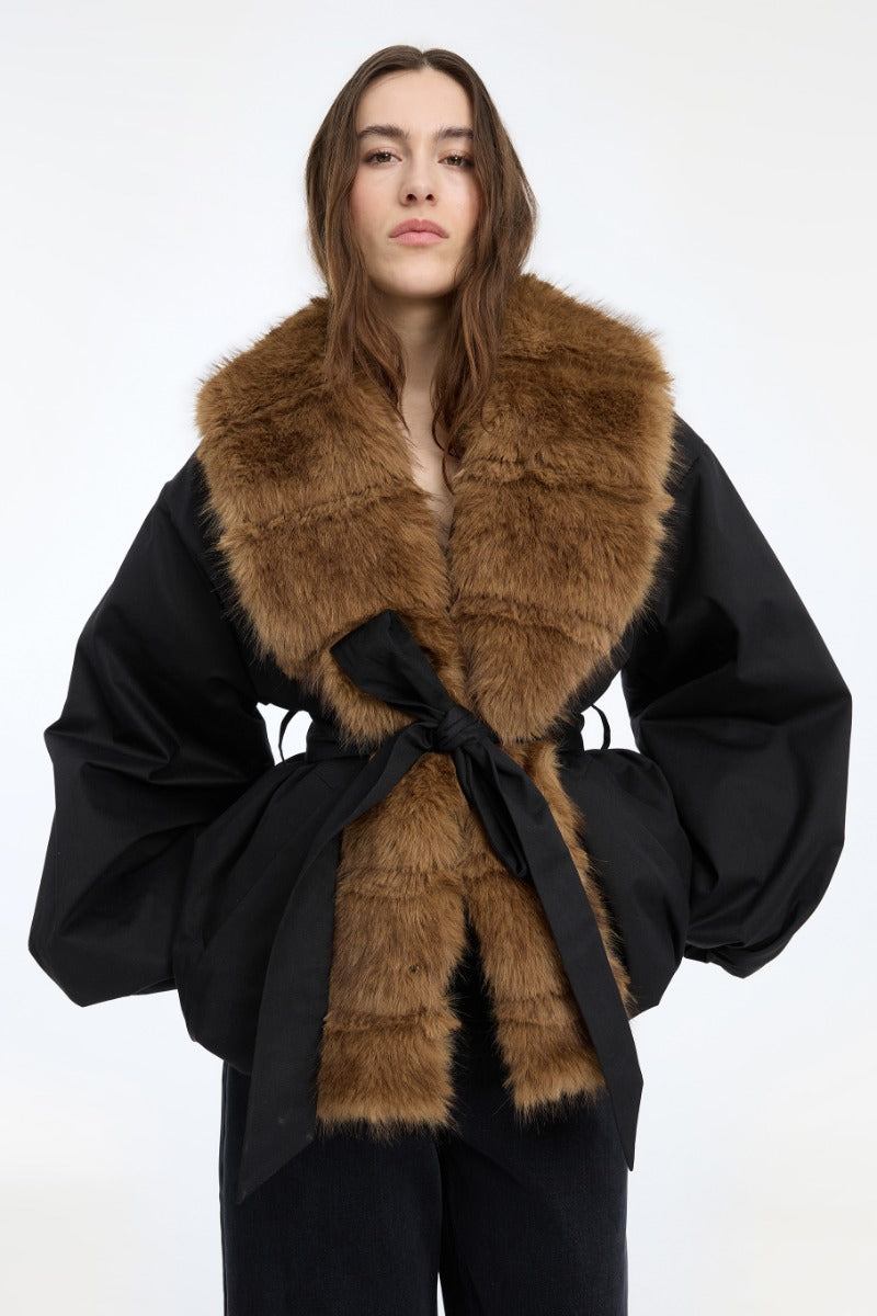 FAUX FUR COLLAR JACKET