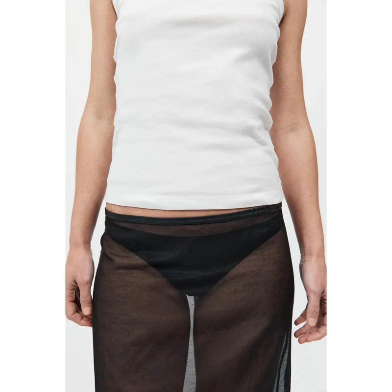 SHEER LEATHER TRIM SKIRT