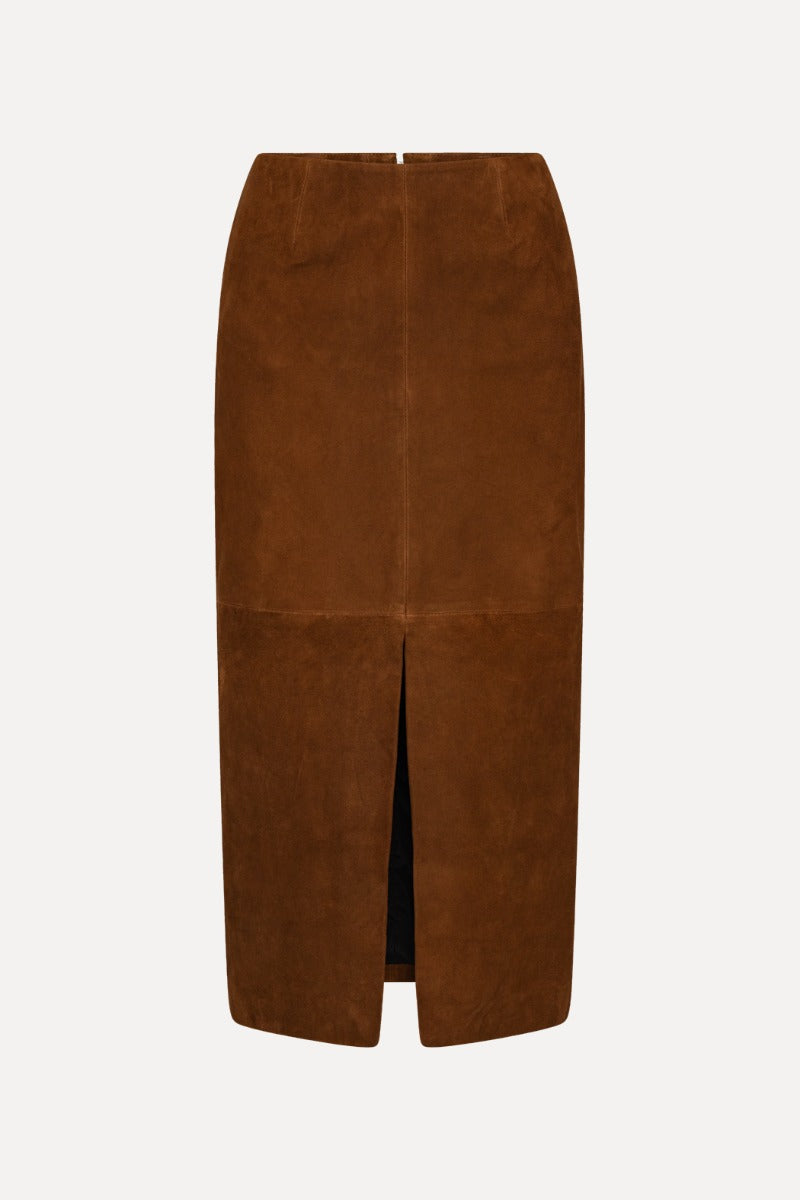 Suede Midi Pencil Skirt - Toasted Coconut