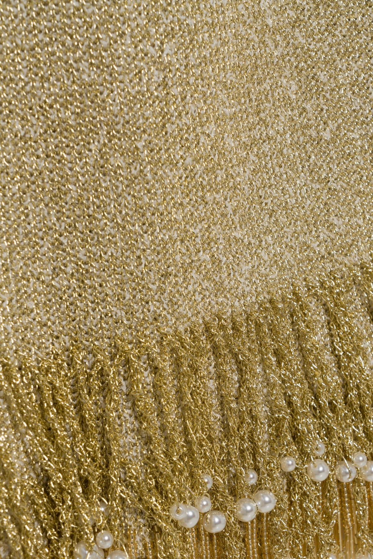 Zeni Pearl Fringe Midi Skirt - Gold
