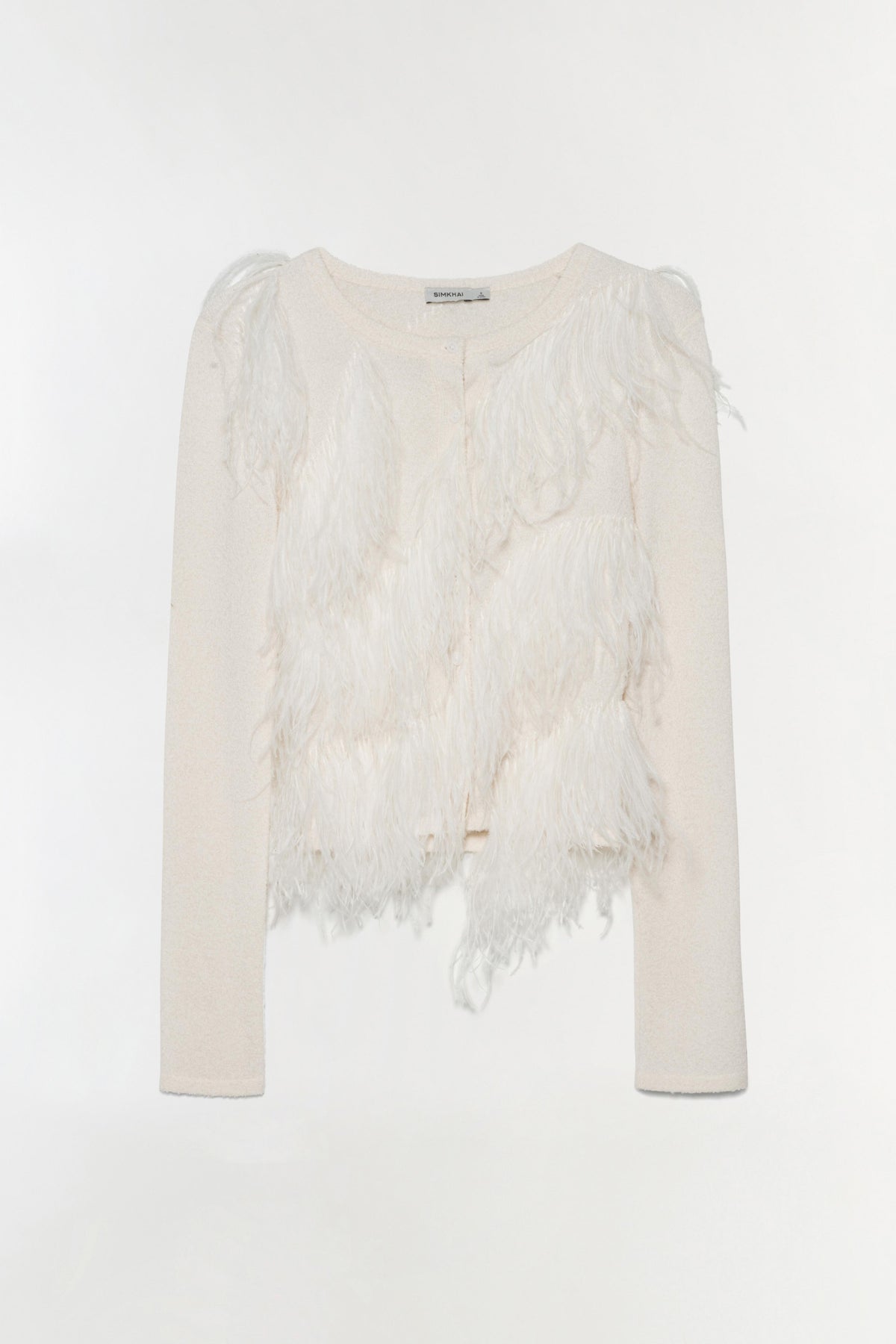 Rielle Feather Cardigan - Ivory flat