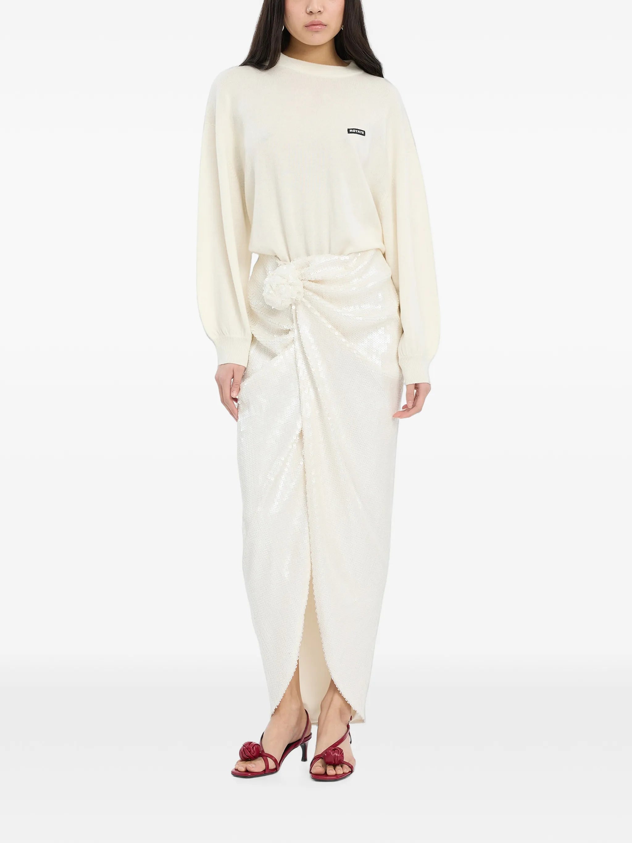 Sequins Knot Skirt - Egret