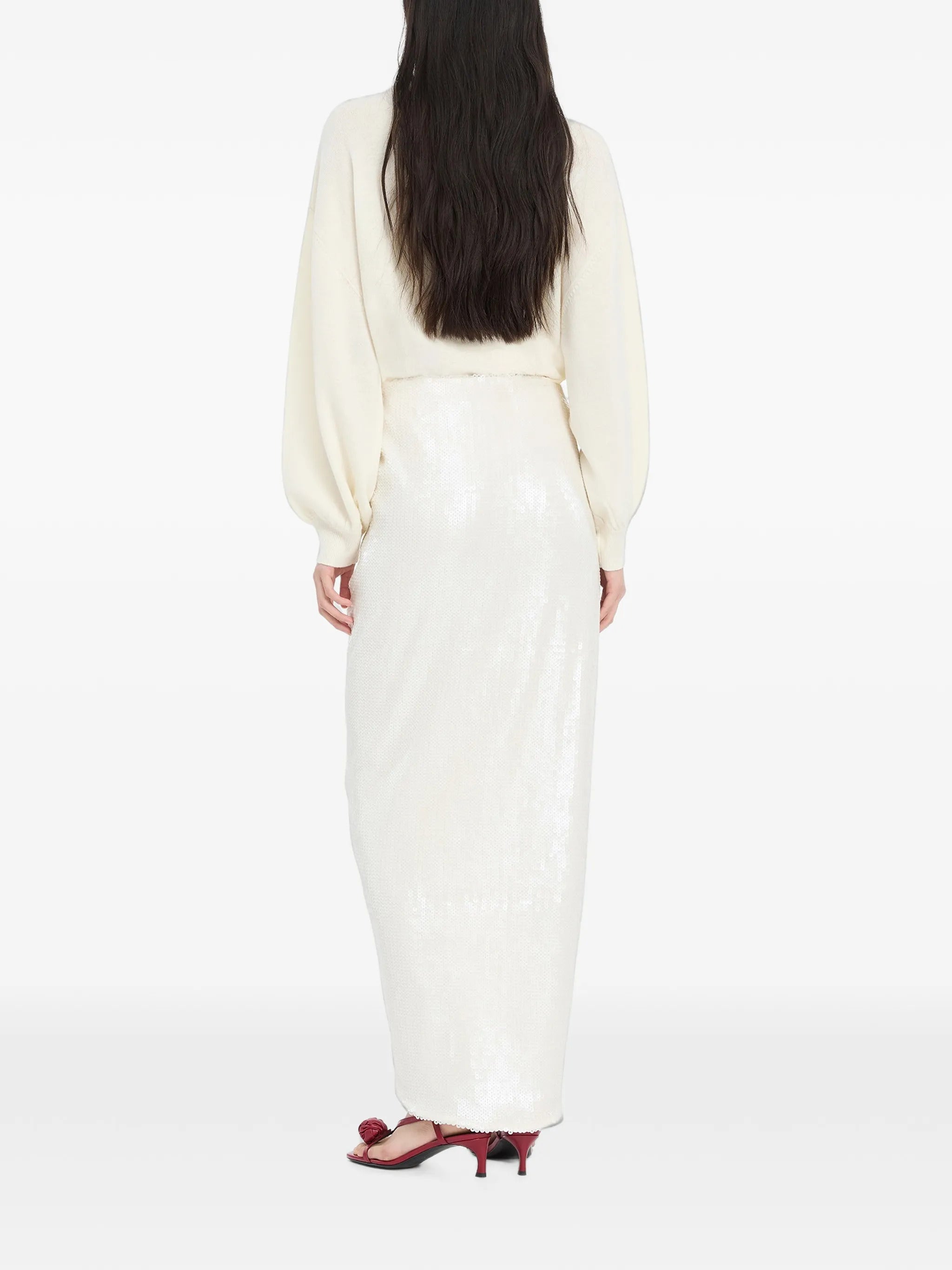 Sequins Knot Skirt - Egret