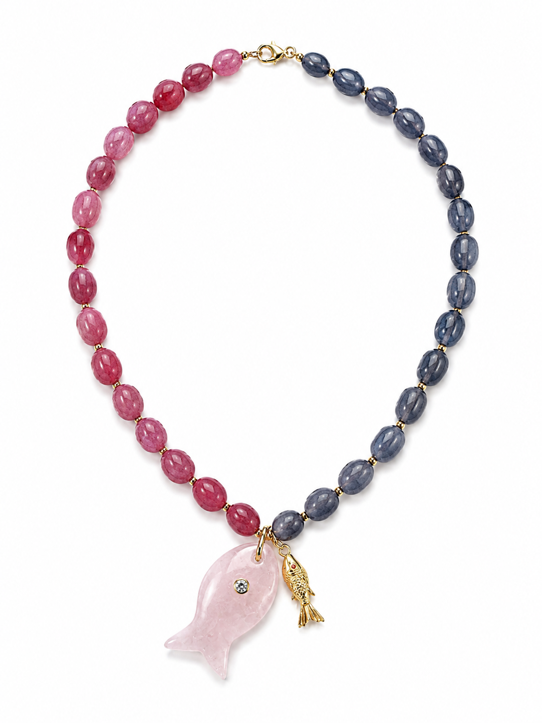 Fish Pendant Gemstone Necklace