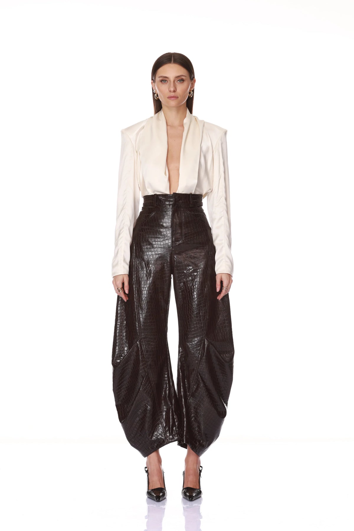 Vegan Croc Embossed Horseshoe Pant