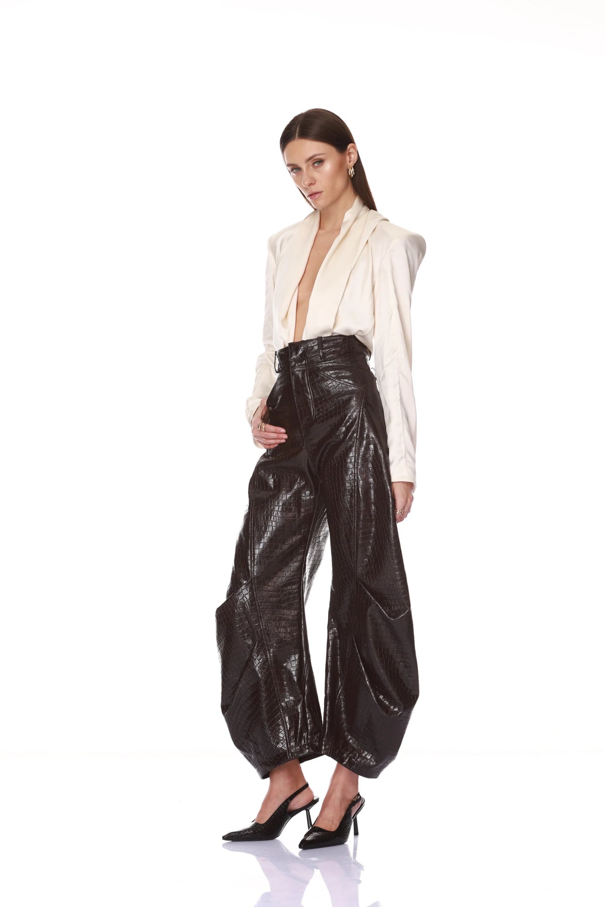 Vegan Croc Embossed Horseshoe Pant