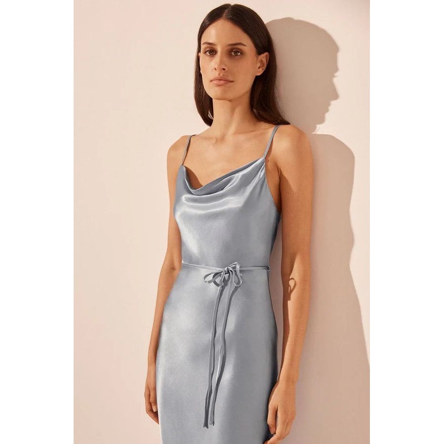 LA LUNE BIAS COWL MIDI DRESS