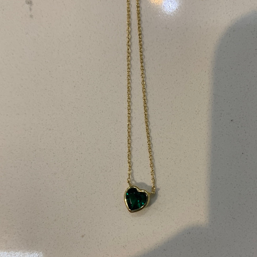 Green heart necklace