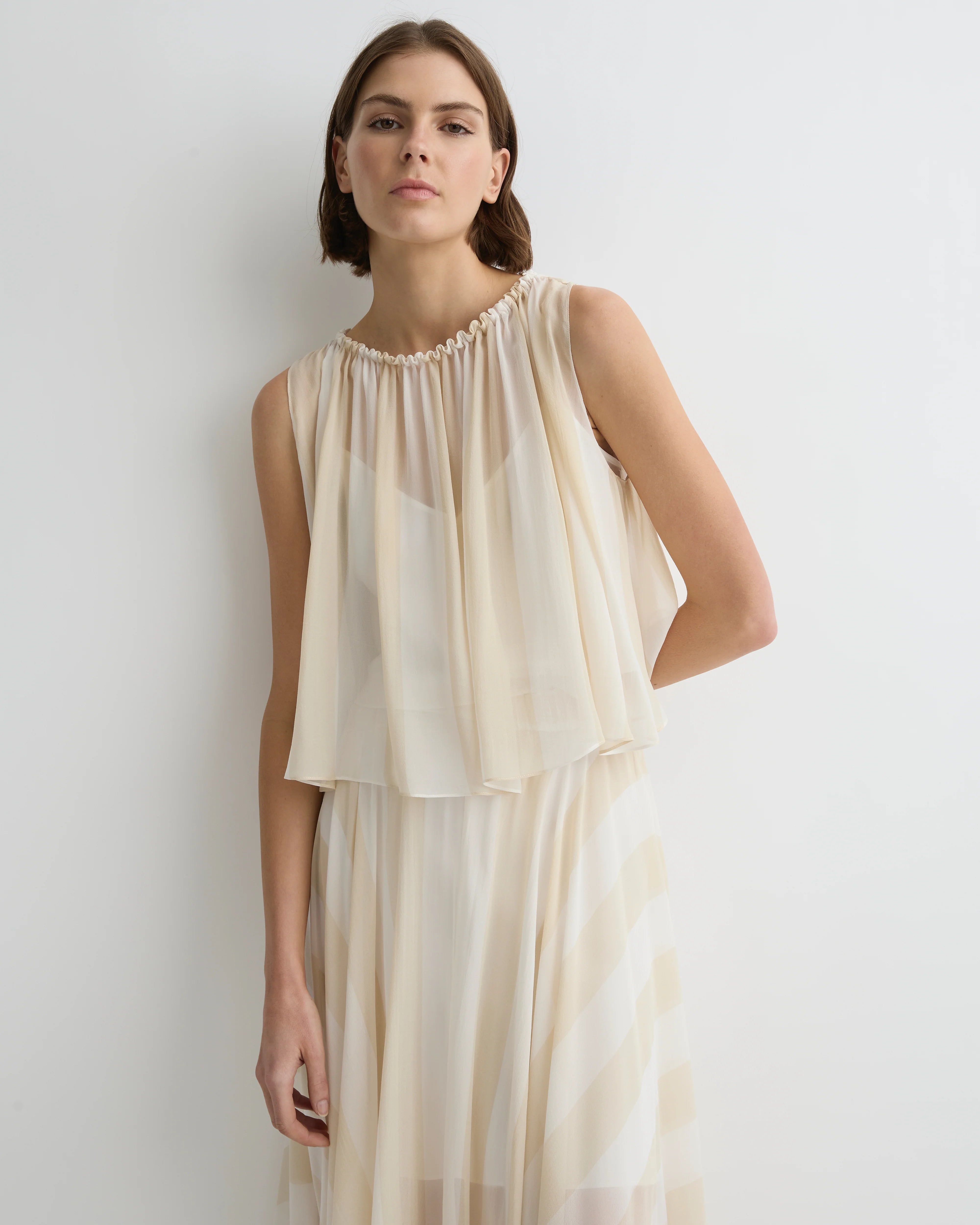 CAPRI SILK GATHERED TOP