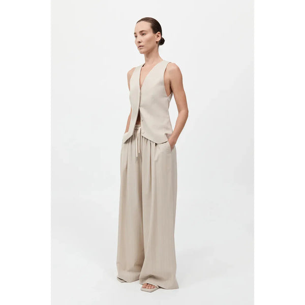 PINSTRIPE WOOL DRAWSTRING PANTS