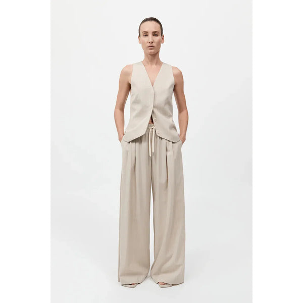 PINSTRIPE WOOL DRAWSTRING PANTS