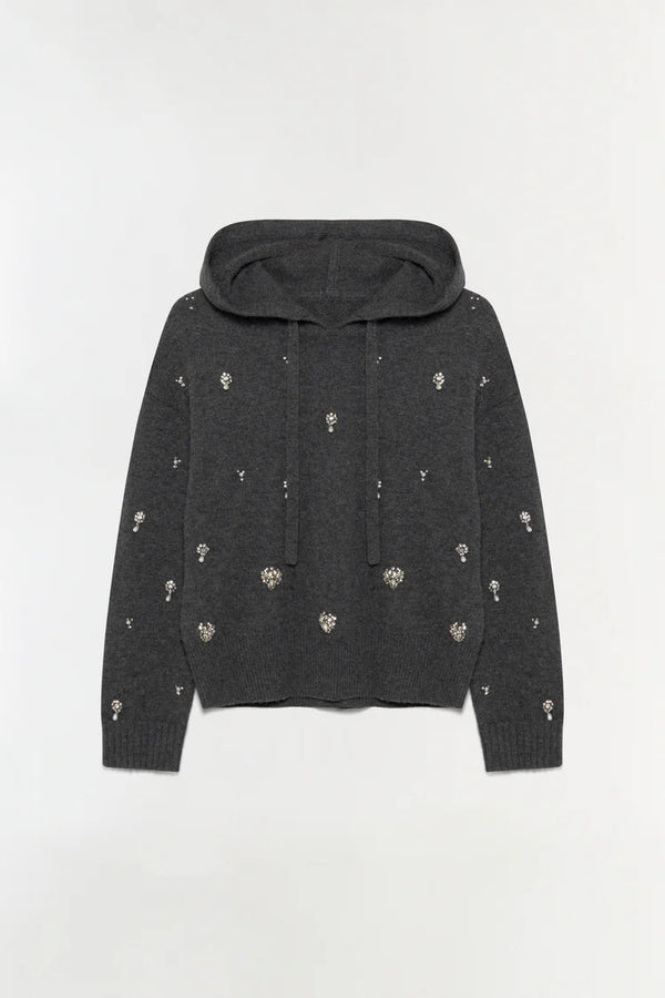 KARMEN EMBELLISHED CASHMERE HOODIE