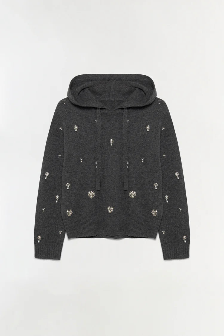 KARMEN EMBELLISHED CASHMERE HOODIE