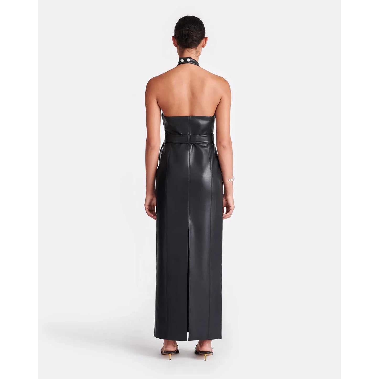 MINNOW LEATHER MIDI DRESS