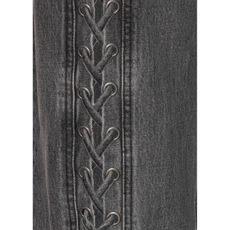 DENIM LACED LEG PANTS