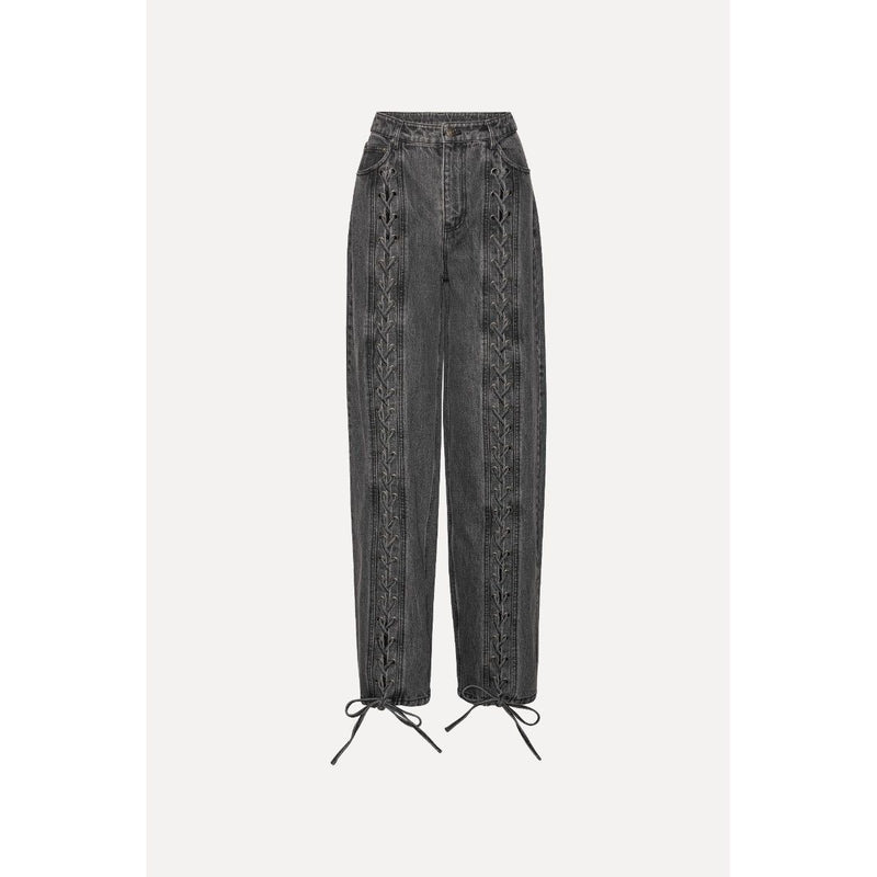 DENIM LACED LEG PANTS