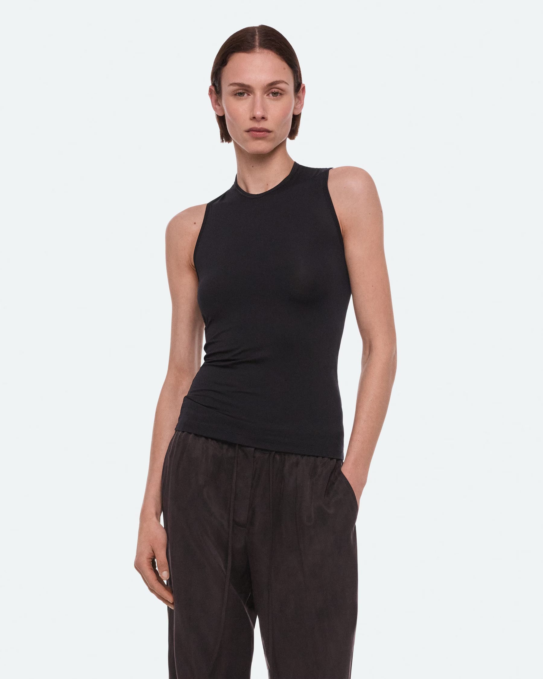 Asym Cutout Tank - Str Black