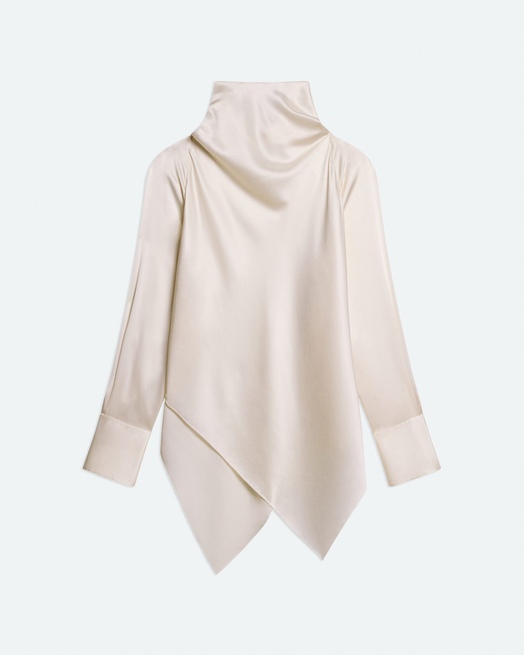 Tie Neck LS Top - Silk Ivory