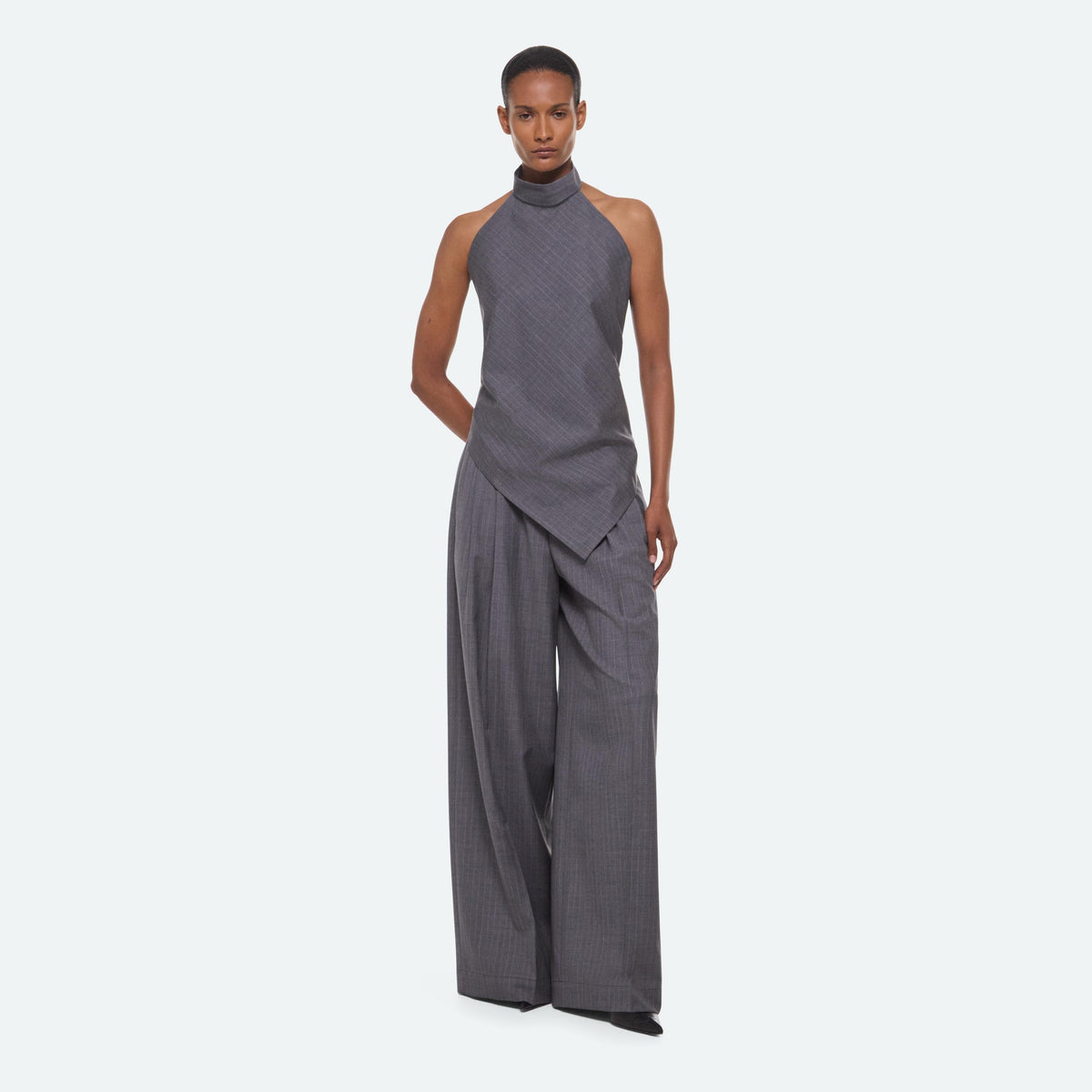 Halter Scarf Top Grey Melange