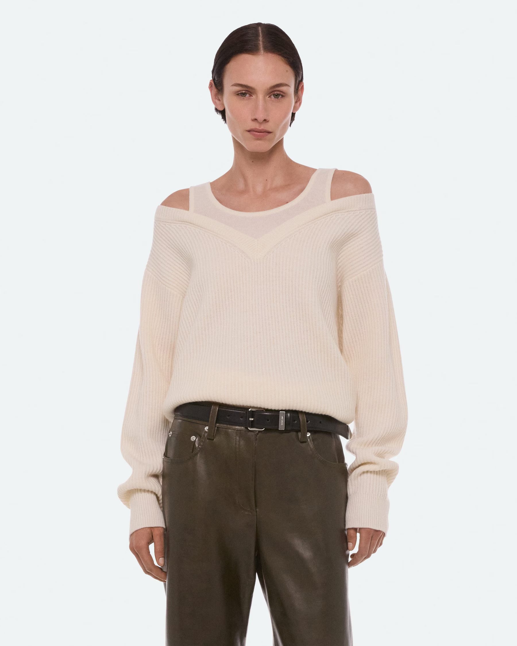 Dbl Layer V Nk Pull-Over - Woolen Ivory