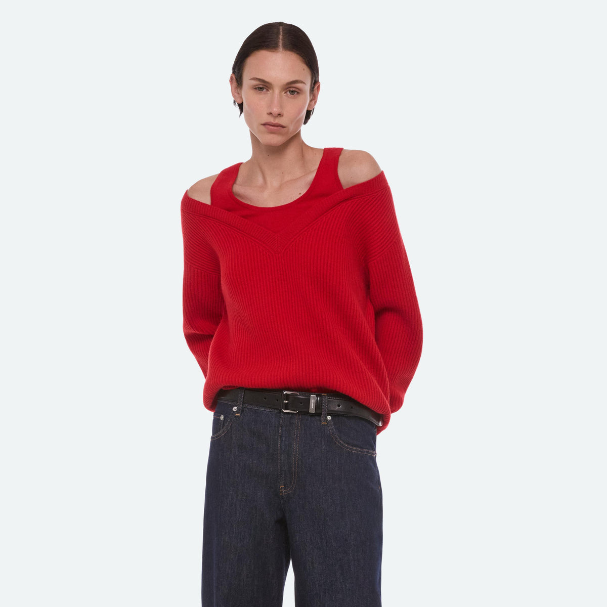 Dbl Layer V Nk Pull-Over - Red