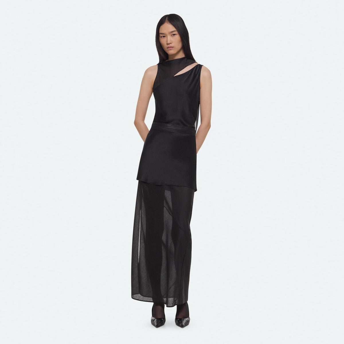 Helmut Lang Sheer Tux Skirt in Black