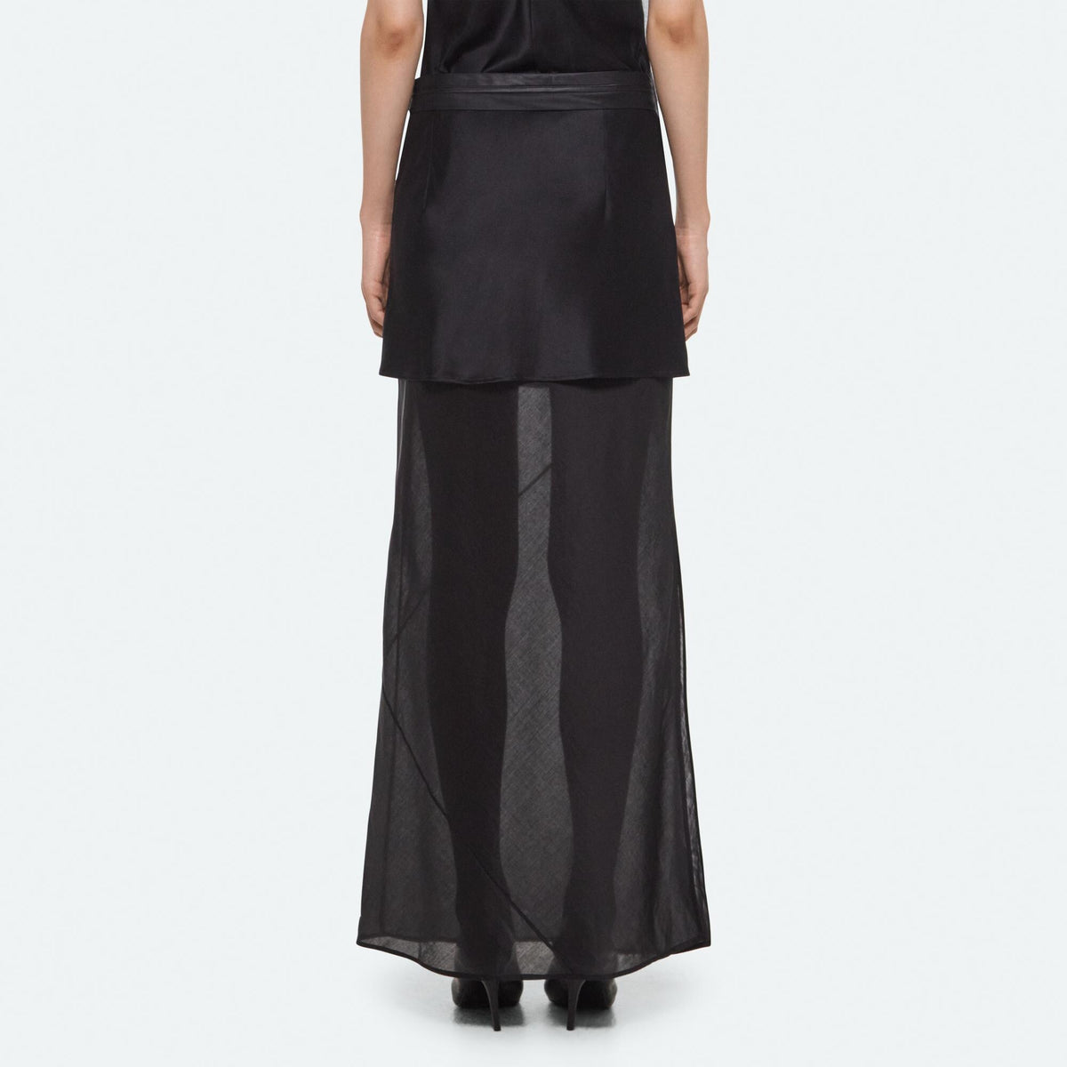 Helmut Lang Sheer Tux Skirt in Black - back