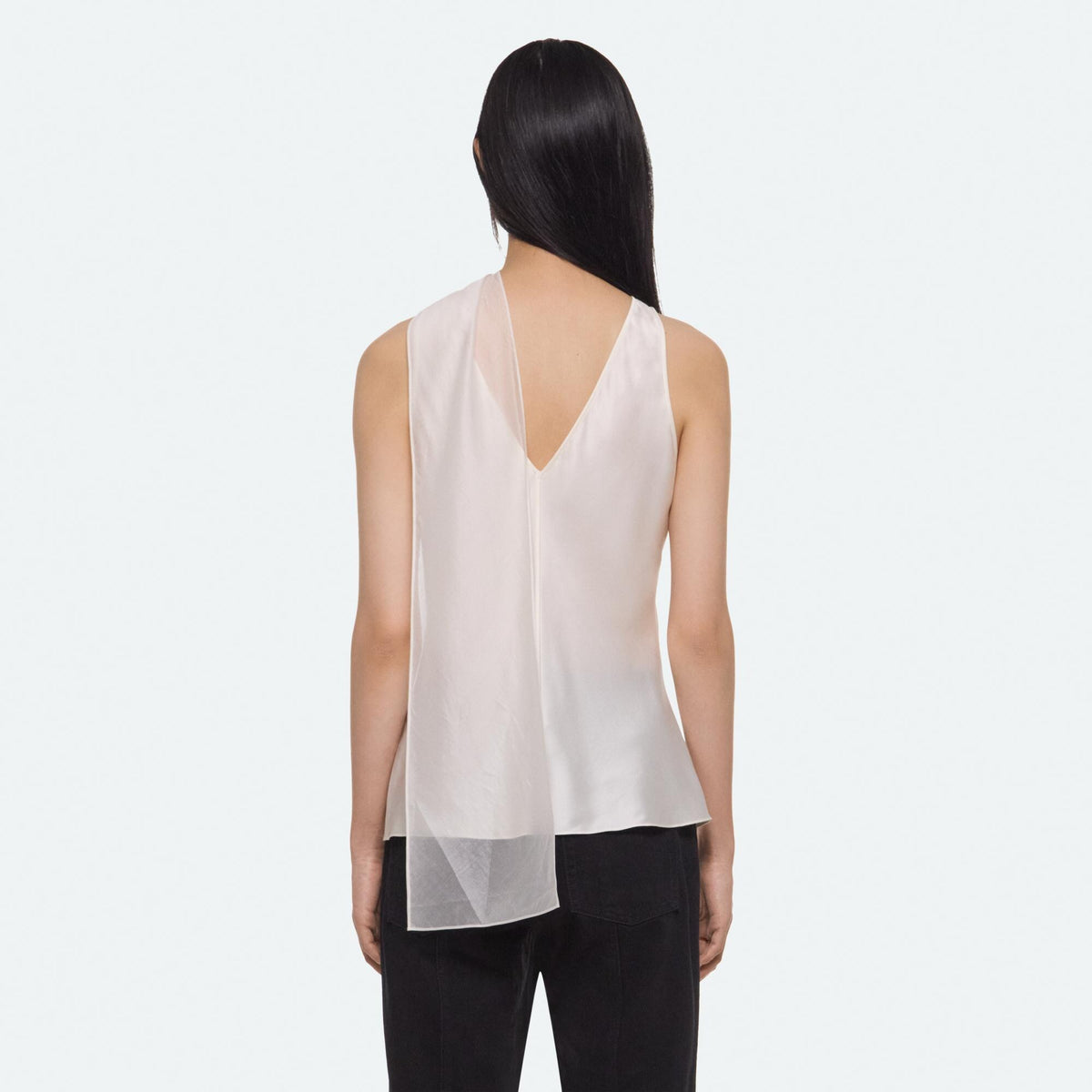 Helmut Lang Asymmetric Scarf Top in Ivory - back