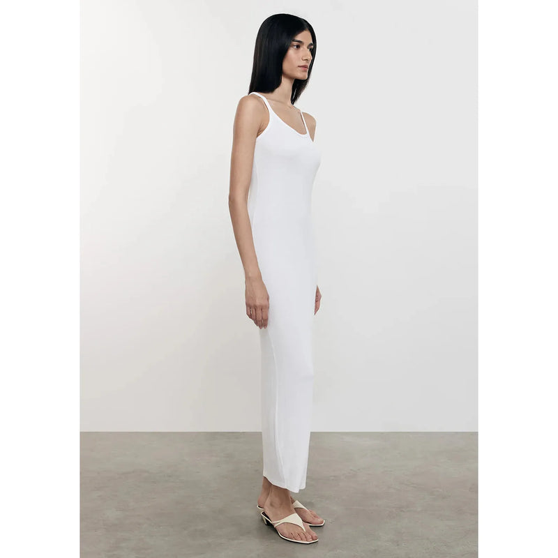 SILK RIB U NECK MAXI DRESS