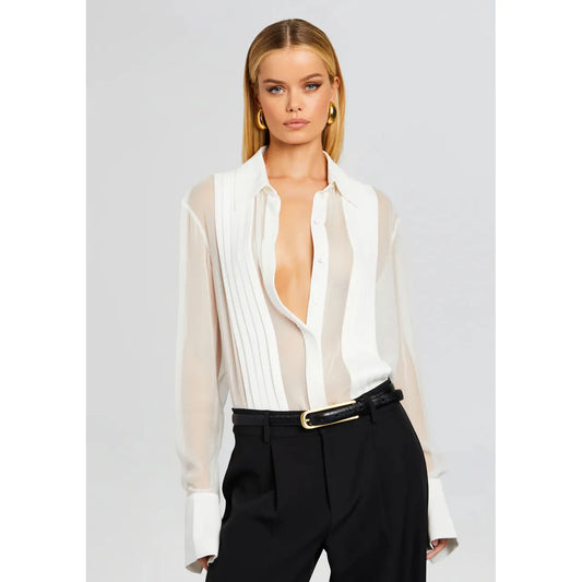 MEGHAN PANELLED SILK BLOUSE