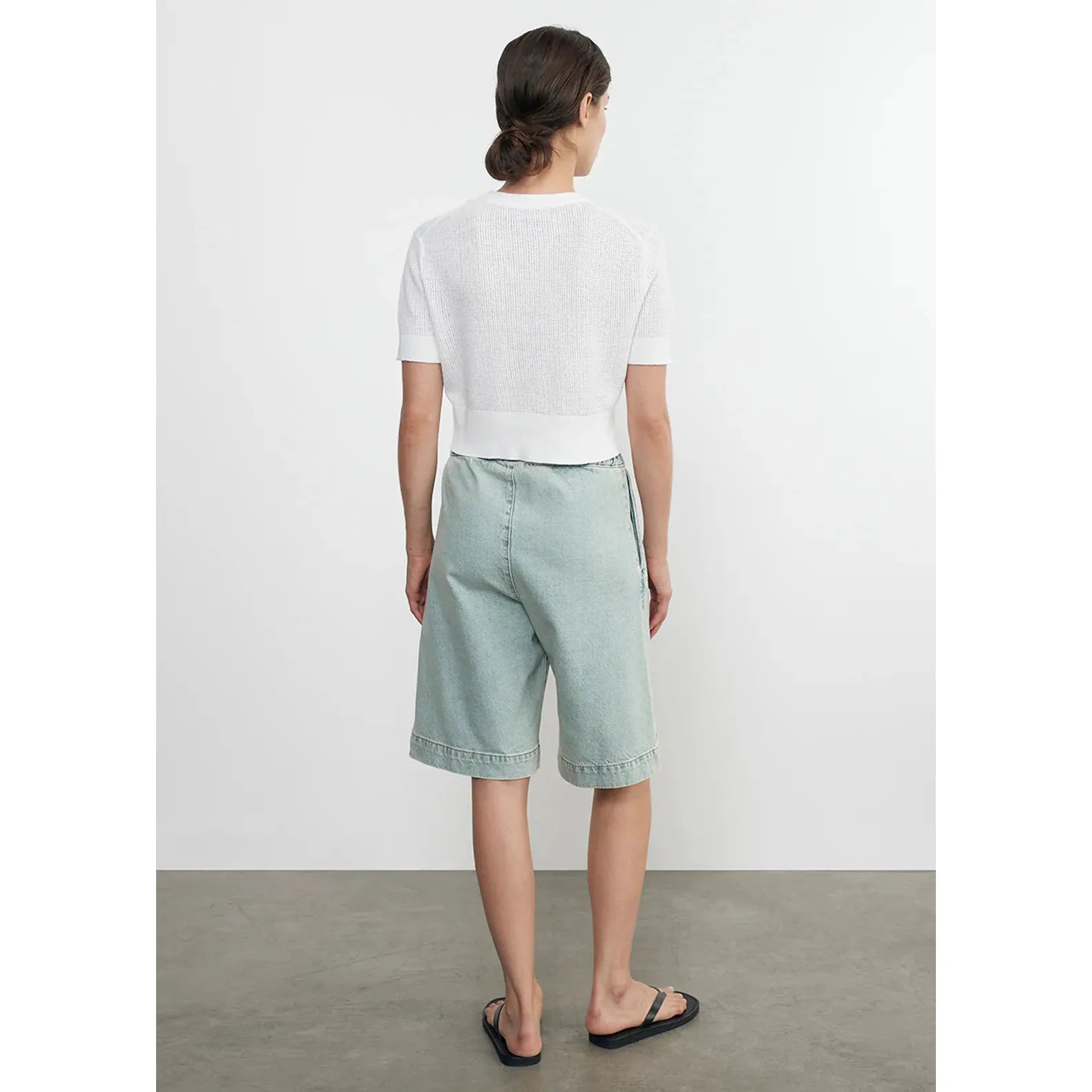 LINEN OPEN KNIT CROPPED