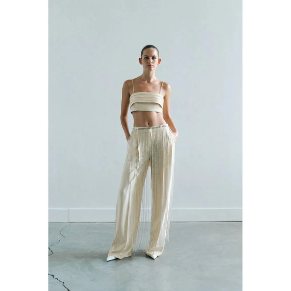 PIA TUXEDO BELT DETAILED SATIN TOP