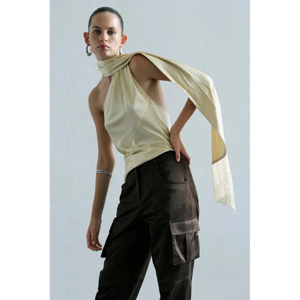 ROSS ONE SHOULDER SATIN TOP