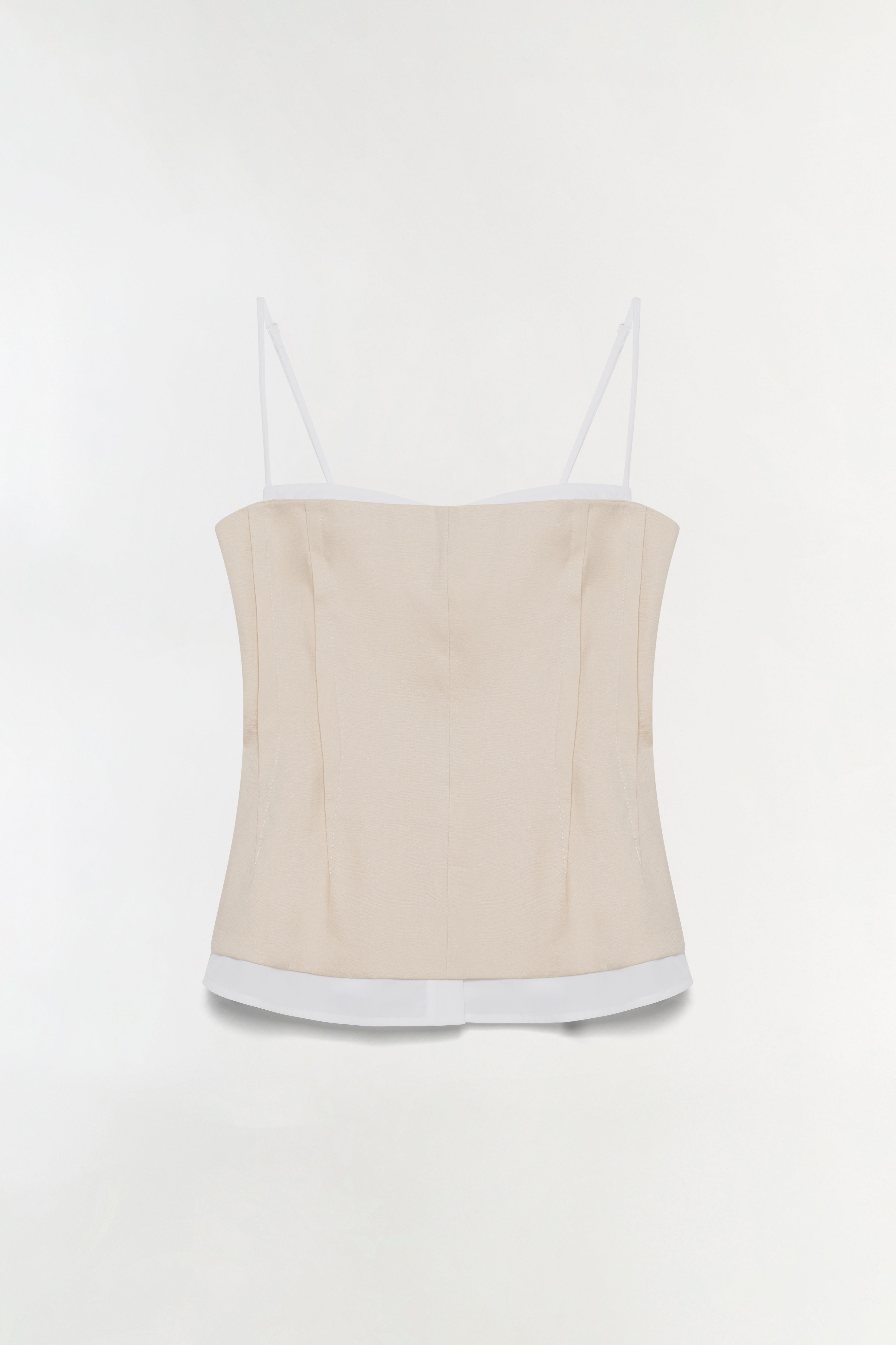 Cayden Linen Bustier Top - Sand Multi