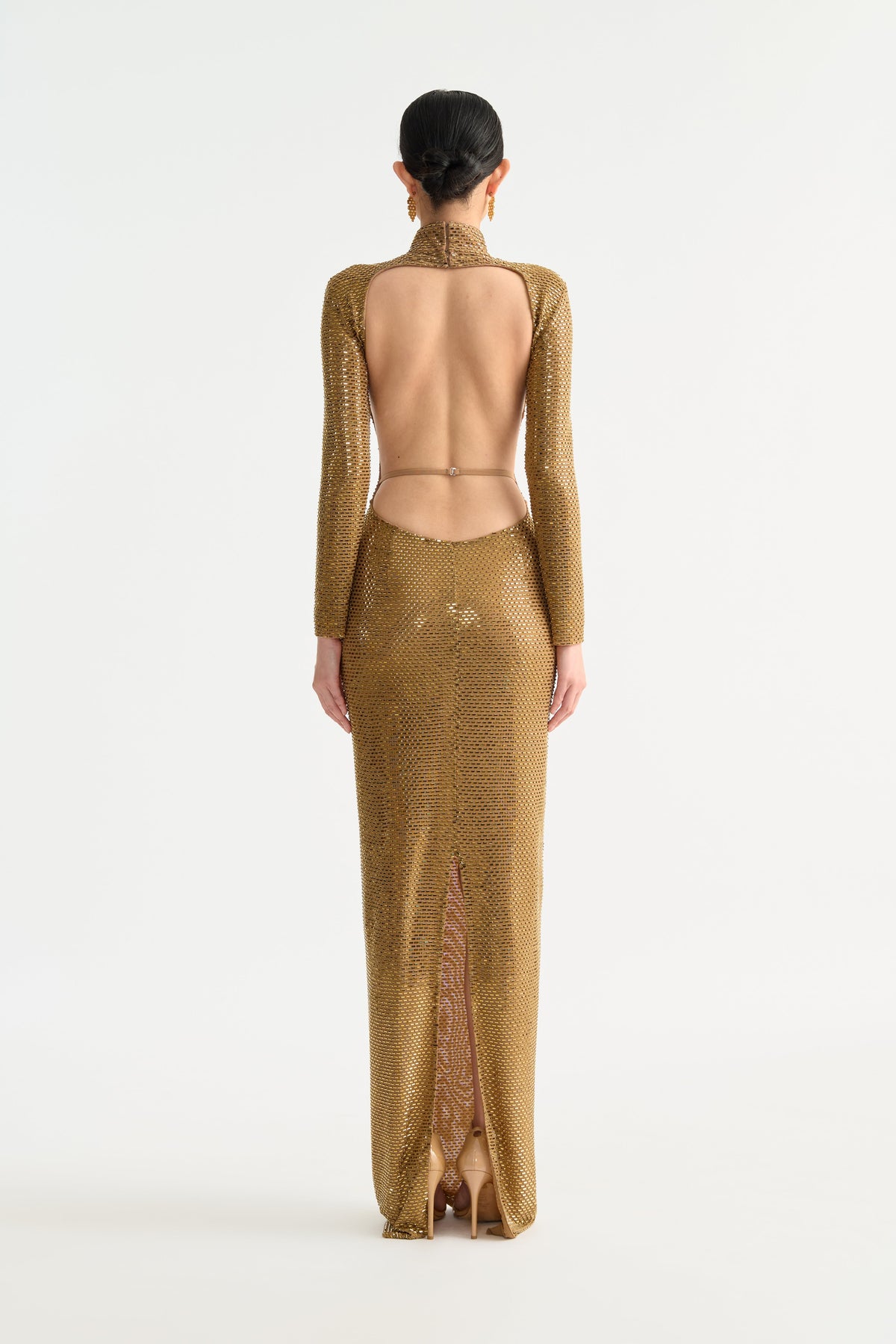 Sau Lee Amelle Crystal Dress in Gold