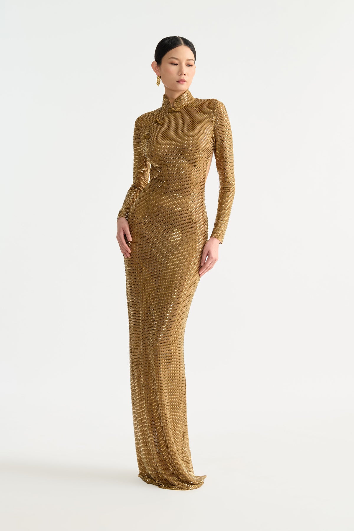 Sau Lee Amelle Crystal Dress in Gold