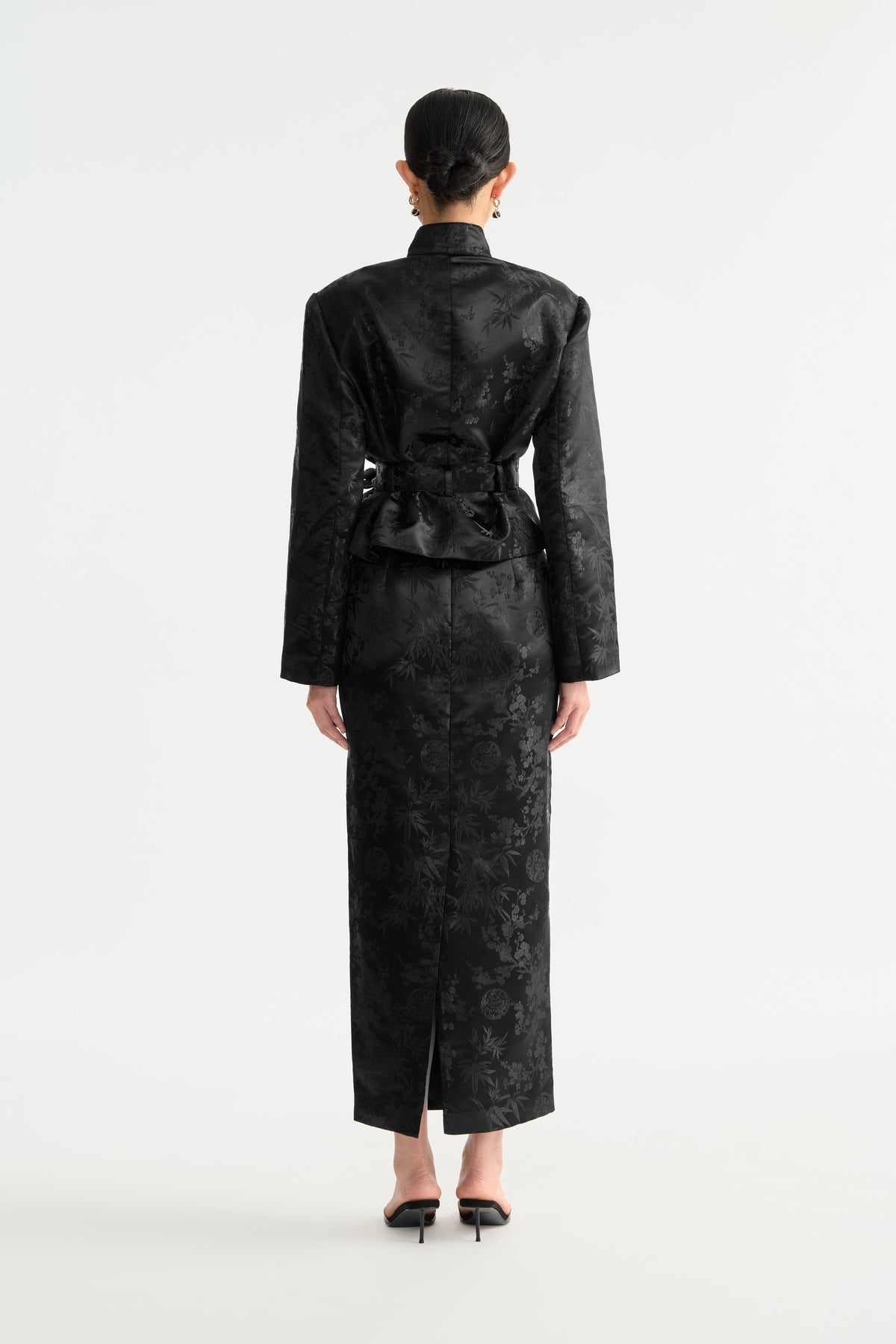 Sau Lee Roman Jacquard Skirt in Black