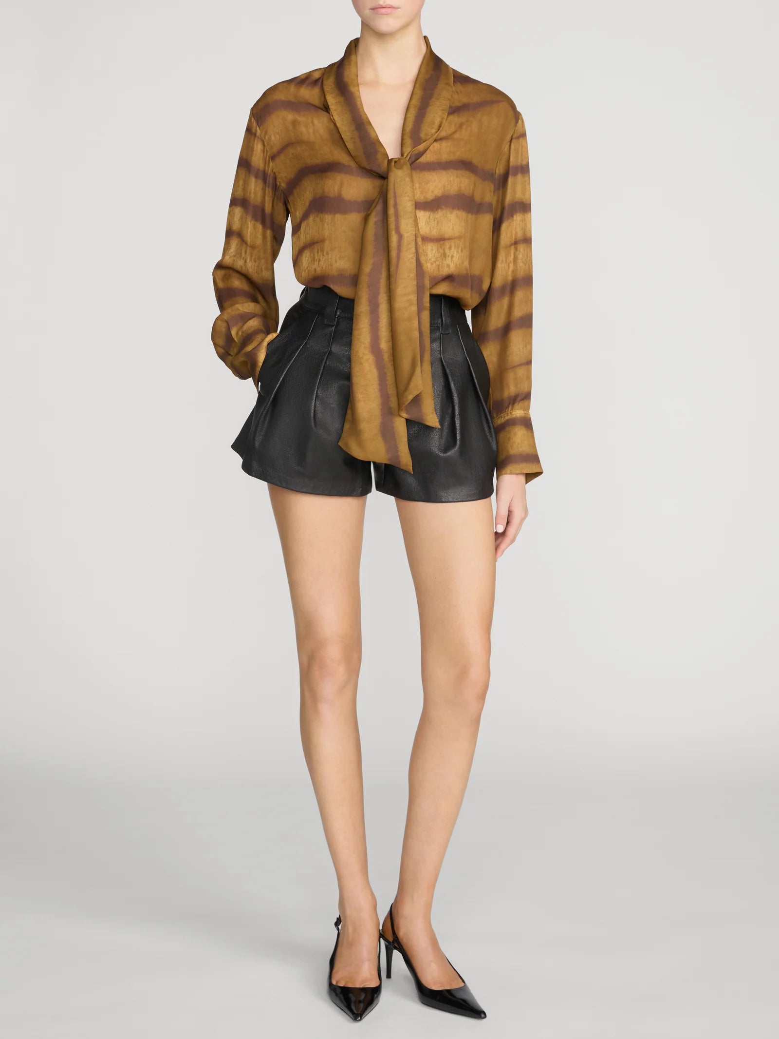 The Silk Oversized Tie Shirt / Light Tiger Multi