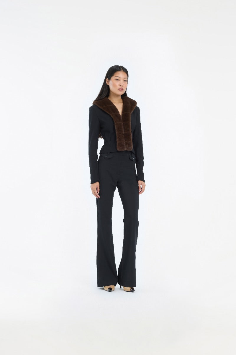 Faux Fur Collar Cardigan