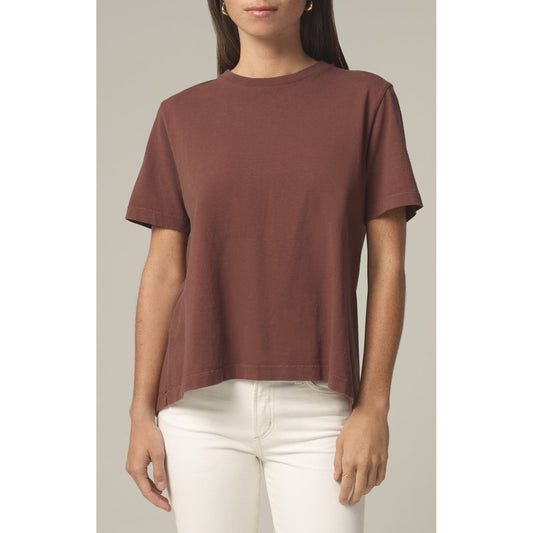 LENU BACK PLEAT SHIRT IN COCOA