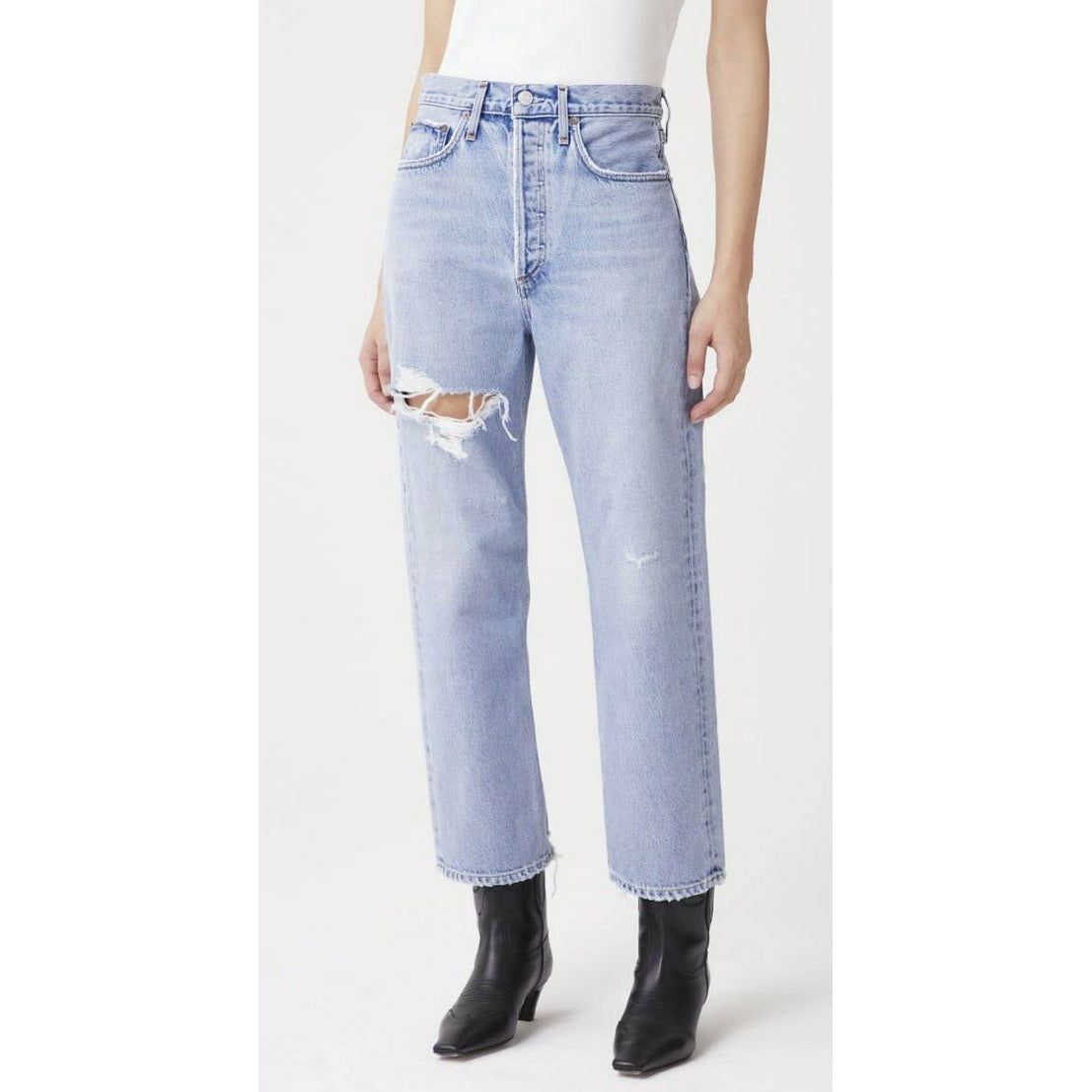 90'S CROP MID RISE LOOSE FIT JEANS